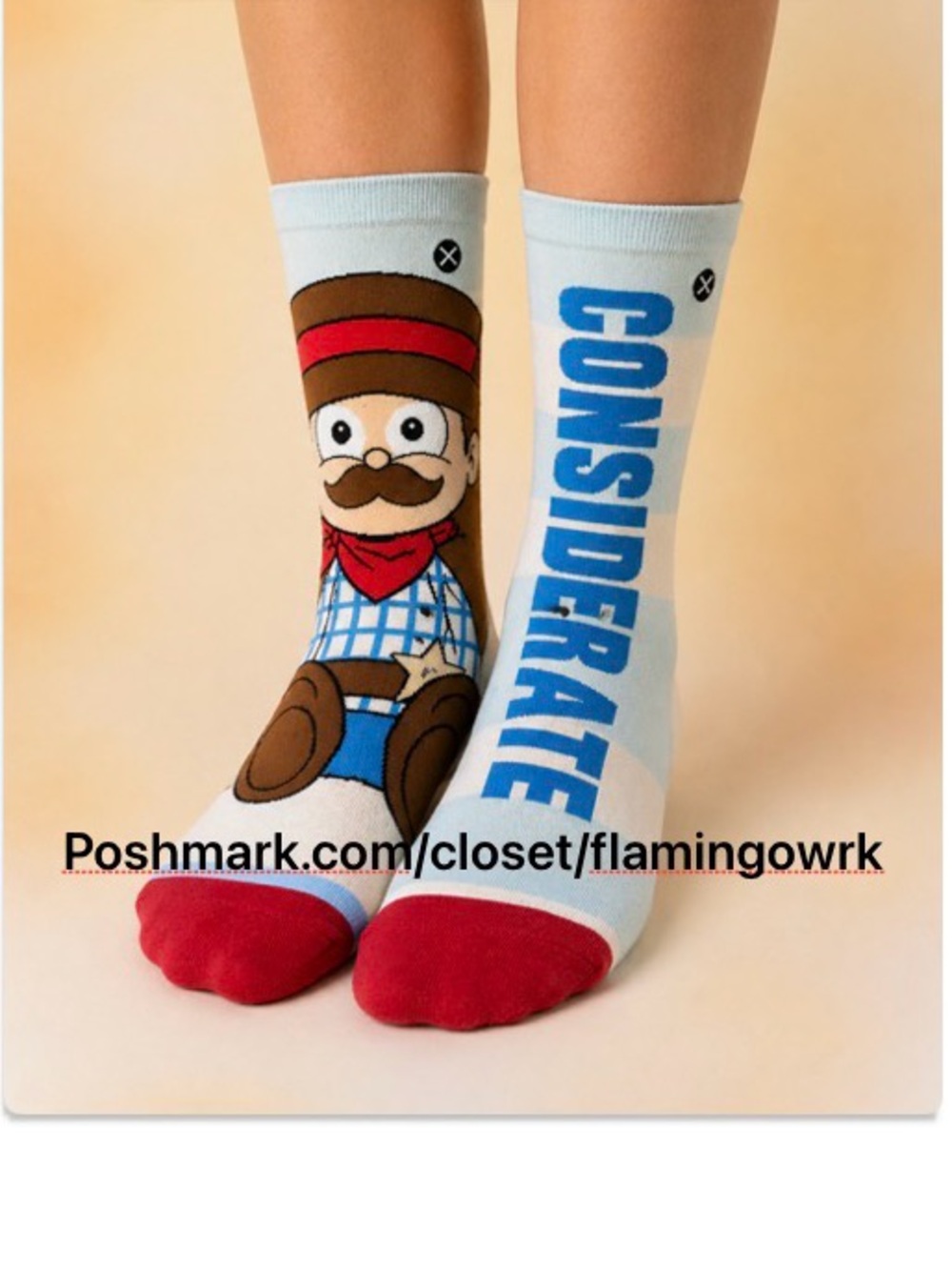 NWT [Odd Sox x VeeFriends] CONSIDERATE COWBOY Character Crew Socks Fits 8-12 - Picture 2 of 6